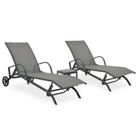 2 units of sun loungers with table, made of textilene and steel. by vidaXL, Loungers - Ref: Foro24-47846, Price: 216,81 €, Di...