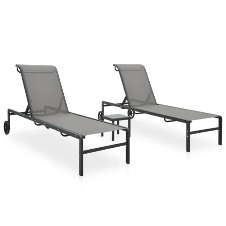 Liegestühle mit Tisch, 2 Einheiten aus Textilene und Stahl von vidaXL, Liegen - Ref: Foro24-47847, Preis: 216,86 €, Rabatt: %