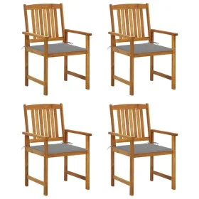 Garden chairs with cushions, 4 units, solid acacia wood. by vidaXL, Garden chairs - Ref: Foro24-3061170, Price: 337,66 €, Dis...