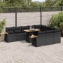 Set sofás jardín y cojines 11 pzas ratán sintético acacia negro