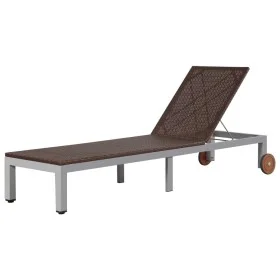 Brown synthetic rattan lounger with wheels by vidaXL, Loungers - Ref: Foro24-43974, Price: 146,23 €, Discount: %