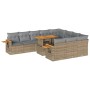 Set sofás jardín y cojines 11 pzas ratán sintético acacia beige