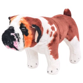 Perro bulldog de peluche de pie blanco y marrón XXL