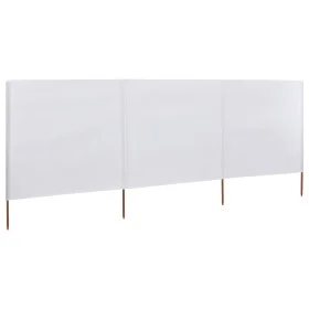 Beach windbreaker with 3 fabric panels 400x120 cm white by vidaXL, Umbrellas - Ref: Foro24-44539, Price: 35,36 €, Discount: %