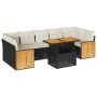 Set sofás jardín y cojines 8 pzas ratán sintético acacia negro