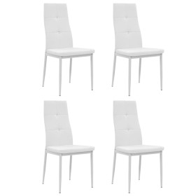 Sillas de comedor 4 unidades cuero sintético blanco