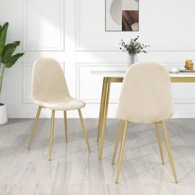 Sillas de comedor 2 unidades terciopelo blanco crema de vidaXL, Sillas de comedor - Ref: Foro24-325677, Precio: 149,13 €, Des...