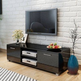Mueble de TV negro brillo 120x40,5x35 cm Mueble de TV negro brillo 120x40,5x35 cm
