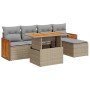 Set sofás jardín y cojines 6 pzas ratán sintético acacia beige