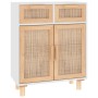 Solid pine wood and natural white rattan sideboard 60x30x75 cm by vidaXL, Sideboards - Ref: Foro24-345636, Price: 136,00 €, D...