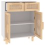 Solid pine wood and natural white rattan sideboard 60x30x75 cm by vidaXL, Sideboards - Ref: Foro24-345636, Price: 136,00 €, D...