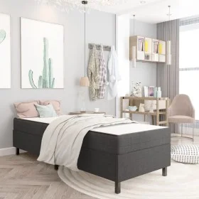 Box Spring bed frame gray fabric 100x200 cm by vidaXL, Beds and slatted bases - Ref: Foro24-287462, Price: 128,94 €, Discount: %