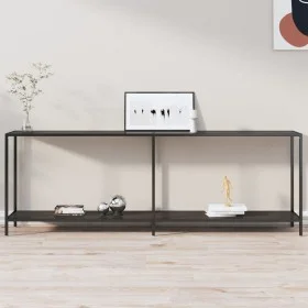 Black tempered glass console table 220x35x75.5 cm by vidaXL, Side tables - Ref: Foro24-331711, Price: 134,77 €, Discount: %