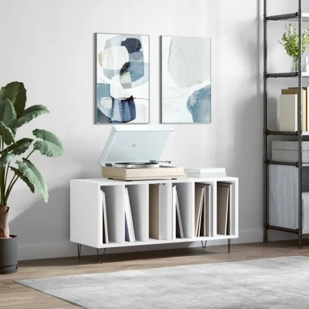 Glänzend weißer Sperrholz-Disc-Schrank 100x38x48 cm von vidaXL, CD- und DVD-Speicher - Ref: Foro24-831750, Preis: 74,91 €, Ra...