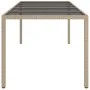 Mesa de jardín de vidrio templado ratán PE beige 250x100x75 cm de vidaXL, Mesas de jardín - Ref: Foro24-316728, Precio: 194,8...