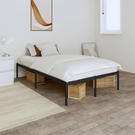 Estructura de cama de metal negro 120x190 cm de vidaXL, Camas y somieres - Ref: Foro24-350843, Precio: 118,82 €, Descuento: %