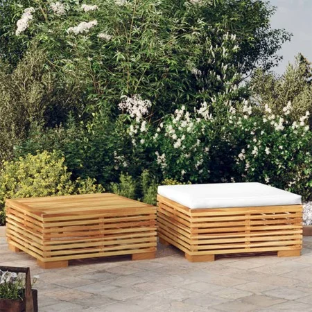 Garden furniture set 2 pieces solid teak wood by vidaXL, Modular outdoor sofas - Ref: Foro24-319169, Price: 271,61 €, Discoun...