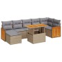 Set sofás jardín y cojines 8 pzas ratán sintético acacia beige