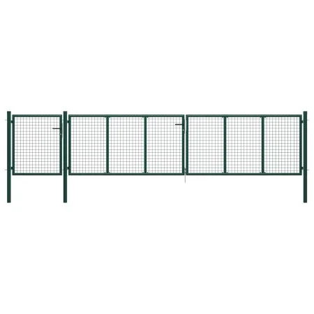 Puerta de jardín de acero verde 500x100 cm de vidaXL, Puertas de jardín - Ref: Foro24-144317, Precio: 476,84 €, Descuento: %