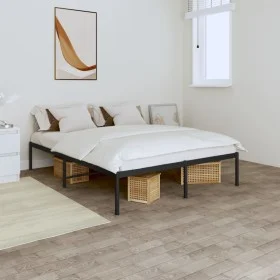 Black metal bed frame 140x200 cm by vidaXL, Beds and slatted bases - Ref: Foro24-350847, Price: 111,27 €, Discount: %
