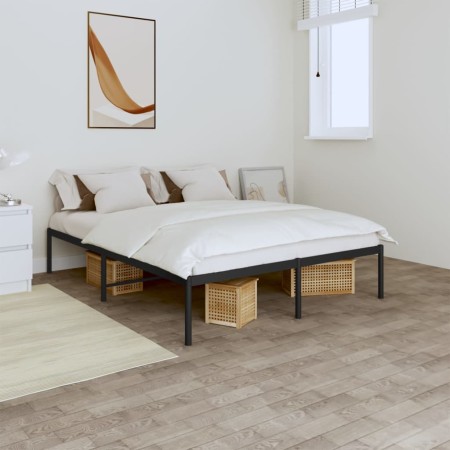 Estructura de cama de metal negro 140x200 cm de vidaXL, Camas y somieres - Ref: Foro24-350847, Precio: 115,30 €, Descuento: %