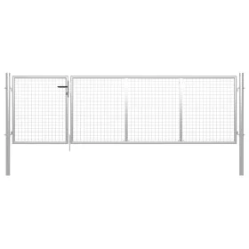 Silbernes Gartentor aus Stahl, 350 x 75 cm von vidaXL, Gartentore - Ref: Foro24-144340, Preis: 277,56 €, Rabatt: %