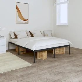 Estructura de cama de metal negro 160x200 cm de vidaXL, Camas y somieres - Ref: Foro24-350849, Precio: 125,77 €, Descuento: %