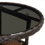 Garden table tempered glass brown synthetic rattan Ø60x75 cm by vidaXL, Garden tables - Ref: Foro24-310599, Price: 61,53 €, D...
