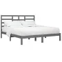 Estructura de cama de madera maciza de pino gris 200x200 cm de vidaXL, Camas y somieres - Ref: Foro24-3105817, Precio: 158,84...