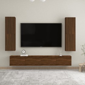 Muebles para TV de pared 2 uds roble marrón 30,5x30x110 cm