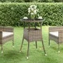 Garden table tempered glass and gray synthetic rattan Ø60x75 cm by vidaXL, Garden tables - Ref: Foro24-310600, Price: 61,31 €...