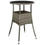 Garden table tempered glass and gray synthetic rattan Ø60x75 cm by vidaXL, Garden tables - Ref: Foro24-310600, Price: 61,31 €...