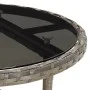 Garden table tempered glass and gray synthetic rattan Ø60x75 cm by vidaXL, Garden tables - Ref: Foro24-310600, Price: 61,31 €...