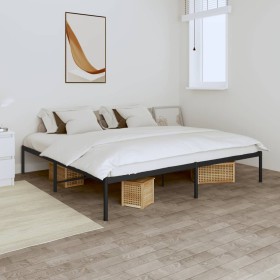 Black metal bed frame 193x203 cm by vidaXL, Beds and slatted bases - Ref: Foro24-350852, Price: 96,55 €, Discount: %