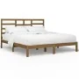 Honey brown solid pine wood bed frame 200x200 cm by vidaXL, Beds and slatted bases - Ref: Foro24-3105818, Price: 159,45 €, Di...