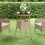Garden table tempered glass beige synthetic rattan Ø60x75 cm by vidaXL, Garden tables - Ref: Foro24-310601, Price: 61,67 €, D...