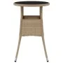 Garden table tempered glass beige synthetic rattan Ø60x75 cm by vidaXL, Garden tables - Ref: Foro24-310601, Price: 61,67 €, D...