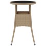 Mesa de jardín vidrio templado ratán sintético beige Ø60x75 cm de vidaXL, Mesas de jardín - Ref: Foro24-310601, Precio: 62,48 €