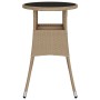 Gartentisch aus gehärtetem Glas, beige, synthetisches Rattan, Ø60x75 cm von vidaXL, Gartentische - Ref: Foro24-310601, Preis:...