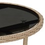 Garden table tempered glass beige synthetic rattan Ø60x75 cm by vidaXL, Garden tables - Ref: Foro24-310601, Price: 62,56 €, D...