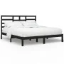 Estructura de cama de madera maciza de pino negra 200x200 cm de vidaXL, Camas y somieres - Ref: Foro24-3105819, Precio: 158,9...