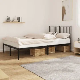 Bed frame with black metal headboard 120x190 cm by vidaXL, Beds and slatted bases - Ref: Foro24-350861, Price: 107,52 €, Disc...