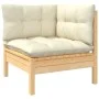 Gartenmöbel 3-teilig aus massivem Kiefernholz mit cremefarbenen Kissen von vidaXL, Modulare Sofas für den Außenbereich - Ref:...