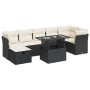 Set de sofás de jardín y cojines 8 piezas ratán sintético negro