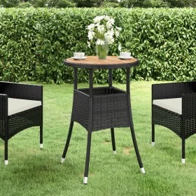 Gartentisch aus Akazienholz und schwarzem synthetischem Rattan Ø60x75 cm von vidaXL, Gartentische - Ref: Foro24-310602, Preis...