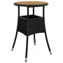 Garden table acacia wood and black synthetic rattan Ø60x75 cm by vidaXL, Garden tables - Ref: Foro24-310602, Price: 44,49 €, ...