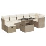 Set de sofás de jardín y cojines 8 piezas ratán sintético beige