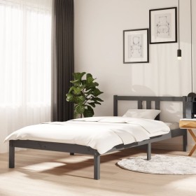 Estructura de cama madera maciza gris 100x200 cm