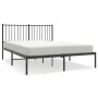 Bed frame with black metal headboard 135x190 cm by vidaXL, Beds and slatted bases - Ref: Foro24-350863, Price: 104,29 €, Disc...