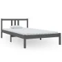 Gray solid wood bed frame 100x200 cm by vidaXL, Beds and slatted bases - Ref: Foro24-814876, Price: 85,43 €, Discount: %